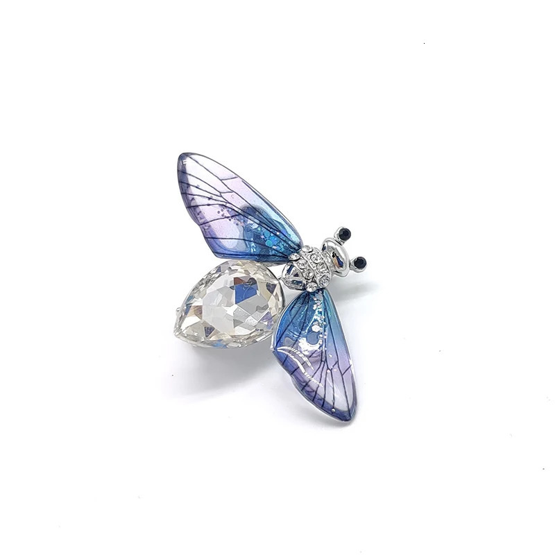 Pins Brooches Fashion Green Blue Crystal Bee Brooch With Pin Colorful Wings Rhinestone Insect Brooch Pin for Women Jewelry Gifts 231025