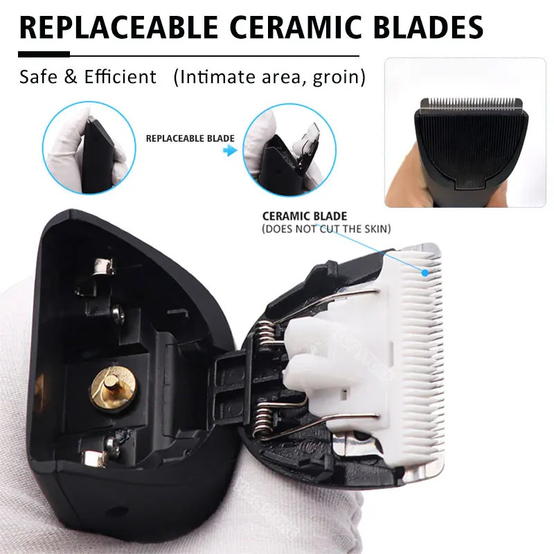 Clippers Trimmers Men's Electric Groin Hair Trimmer Pubic Hair Trimmer Body Grooming Clipper for Men Bikini Epilator Rechargeable Shaver Razor 23