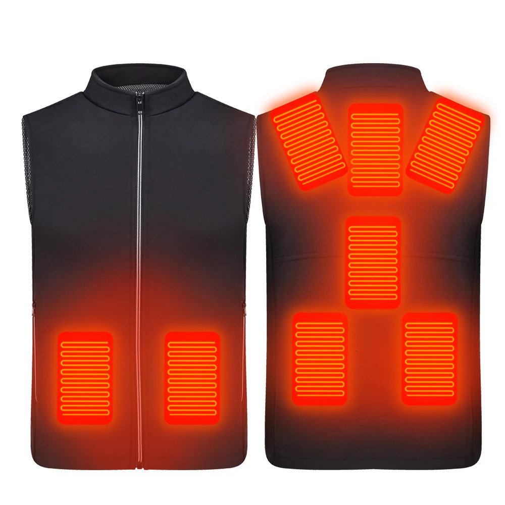 Men's Vests Winter Mens Thermal Clothing Electrical Cotton Heated Vests USB Heating Down Jacket Warm Sleeveless Women Fishing Hunting 231025