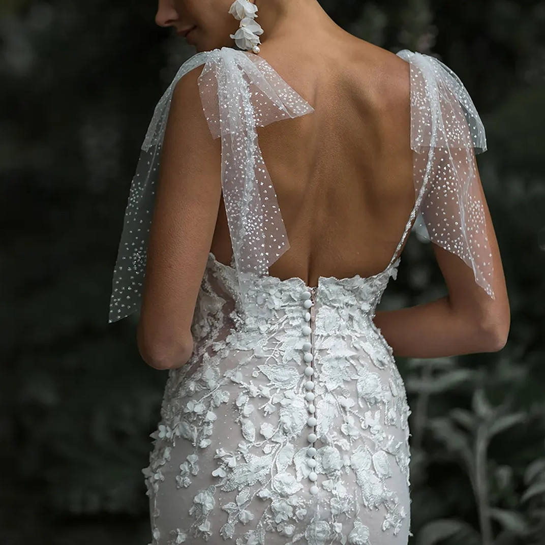 Off The Shoulder Wedding Dress Women Lace Appliques V-Neck A-Line Bridal Gowns Vestidos De Novia Custom