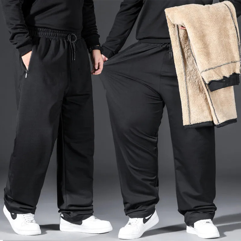 Men's Pants 10XL Oversize Plush Casual Pants Mens Warm Cargo Pants Plus Size Men Winter Warm Plush Trousers Streetwear Thickened Loose Pants 2310