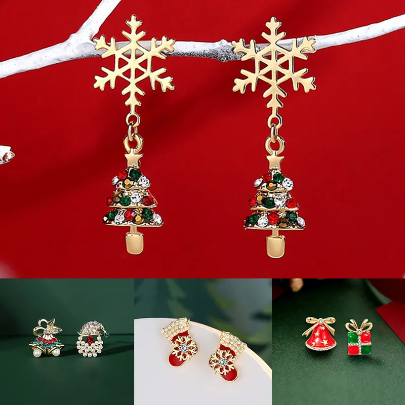 Charm Christmas Earrings Bow Red Bell Drop Earring Asymmetry Party Ear Jewelry Lovely Year Xmas Gifts for Women Girls 231025