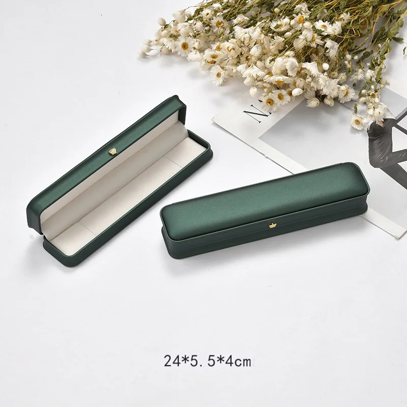 Jewelry Boxes Dark Green Leather Wedding Ring Pendant Bracelet Collect Box Organizer Storage Case Gift Jewelry Tray Packaging Box Wholesale 231025