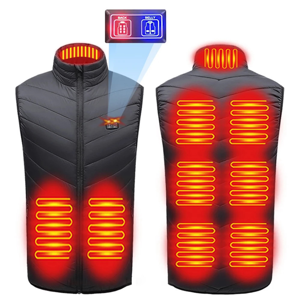 Men's Vests 9 Areas Heated Jacket Men Warm Vest USB Women's Heating Jacket Heated Vests Coat Hunting Hiking Camping Autumn Winter Male 23102