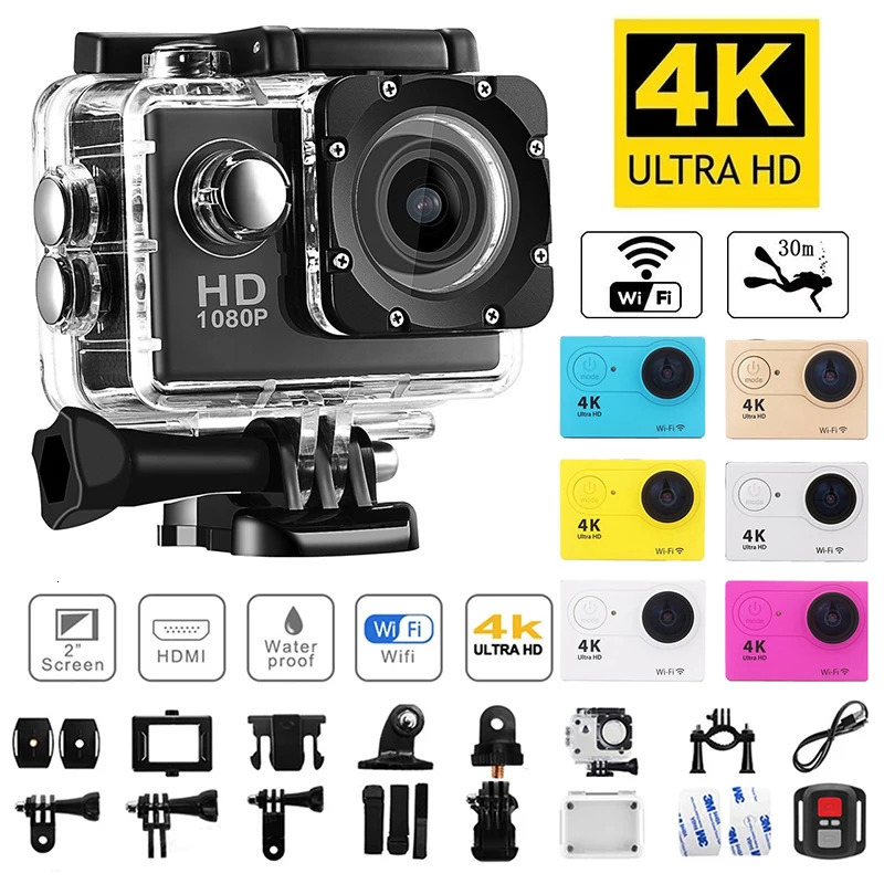 Ultra HD 4K Action Camera: Waterproof Helmet Camera for Outdoor Adventures with 20inch Screen and WiFi Connection dh910320090