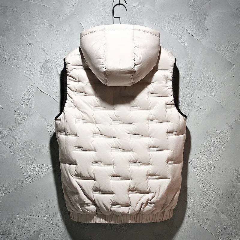 Men's Vests Winter Hooded Vest Men Pleated Solid Padded Vest Windproof Warm Sleeveless Jacket Homme Casual Waistcoat Thicken Parkas 8XL 231025