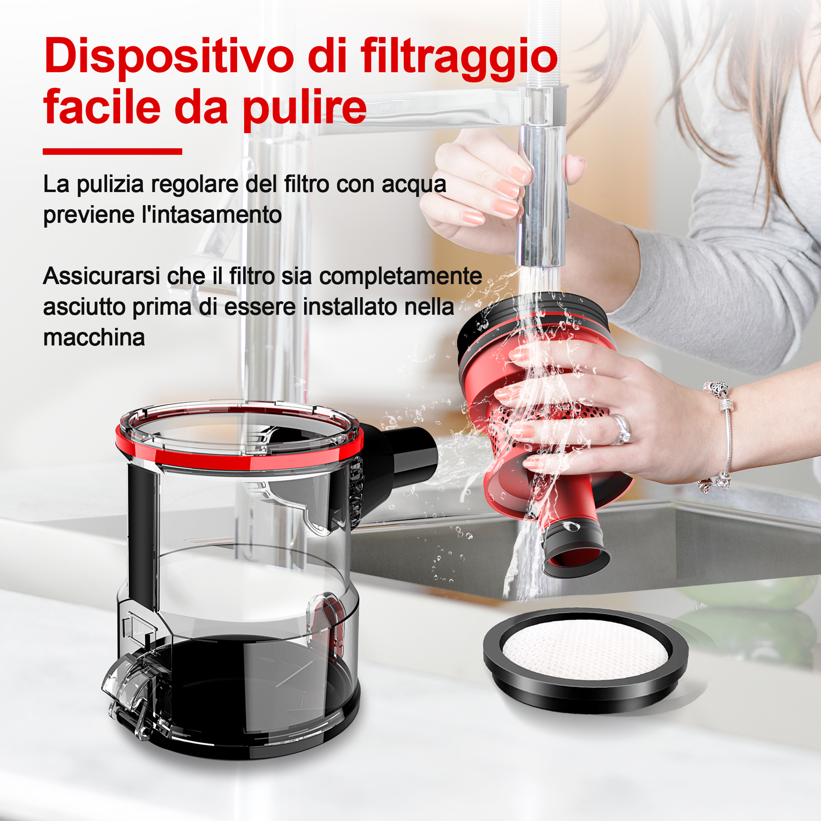 INSE Corded Vacuum Cleaner, 600W Corded 18000Pa Powerful Corded Stick Vacuum, 6-in-1 Versatile Handheld Vacuum Cleaner for Home Pet Hair --- I5 Red