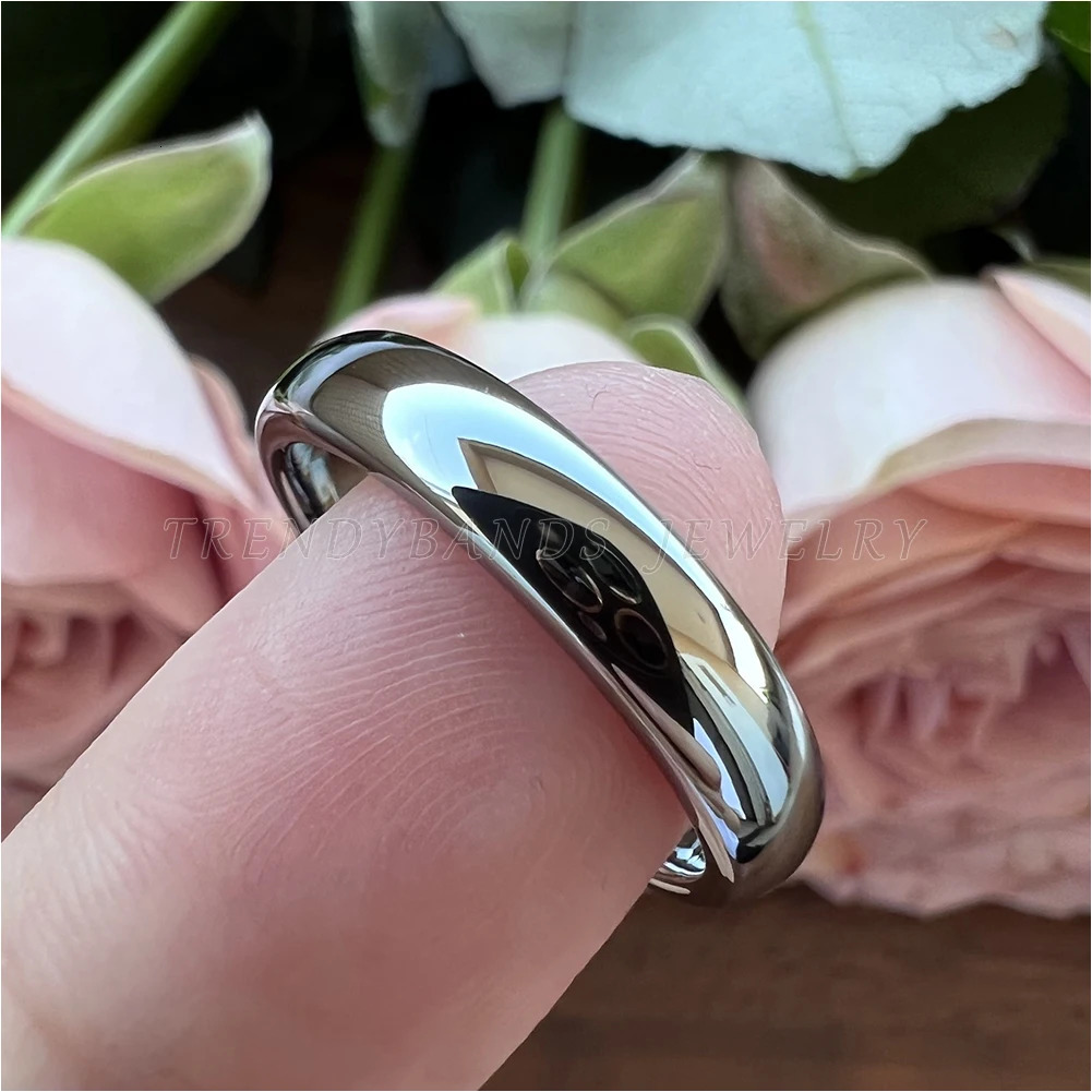 Band Rings 4mm Tungsten Rings for Women Men Wedding Band Engagement Fashion Jewelry Domed Polished Shiny Comfort Fit 231025