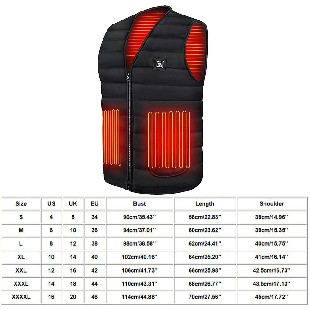 Men's Vests 5/9 Area Heated V Neck Vest Men Women Autumn Winter Smart Heating Cotton Vest Outdoor Flexible Thermal Winter Warm Jacket M-7XL 23102