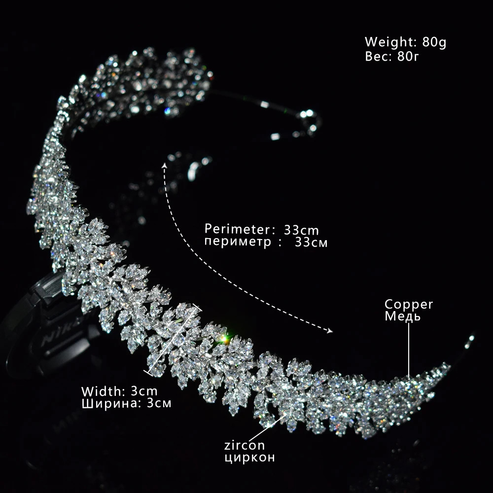 Cubic Zirconia Headbands Silver Color Bridal Crowns Elegant Headwear Prom Hair Wear Wedding Hair Accessories Party Jewelr 250107