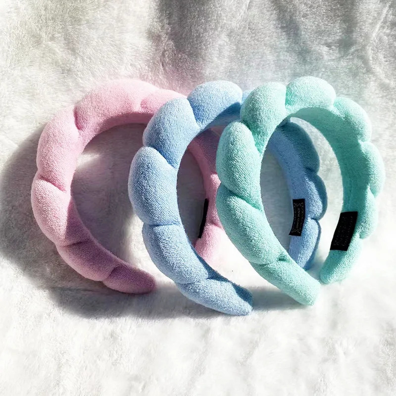 Headbands Sponge Co Spa Makeup Bubble Terry Cloth Headband Puffy Retro Hair Bands Soft Hairband Headwear 231025