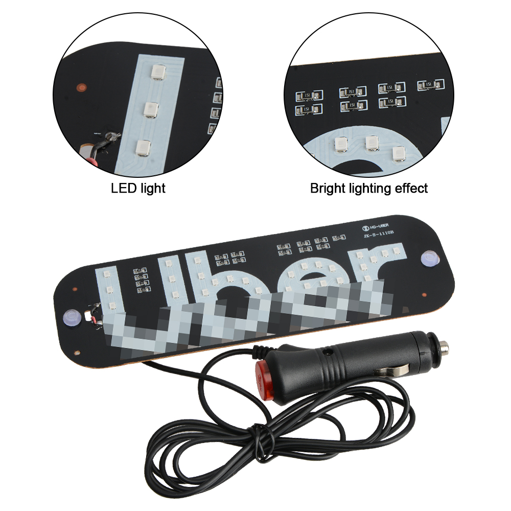 UBER Lighted LED green Sign for USB Plug, LED Light Sign for Car Windshield, Taxi Sign Light, Windshield Sticker, Cab Indicator Light