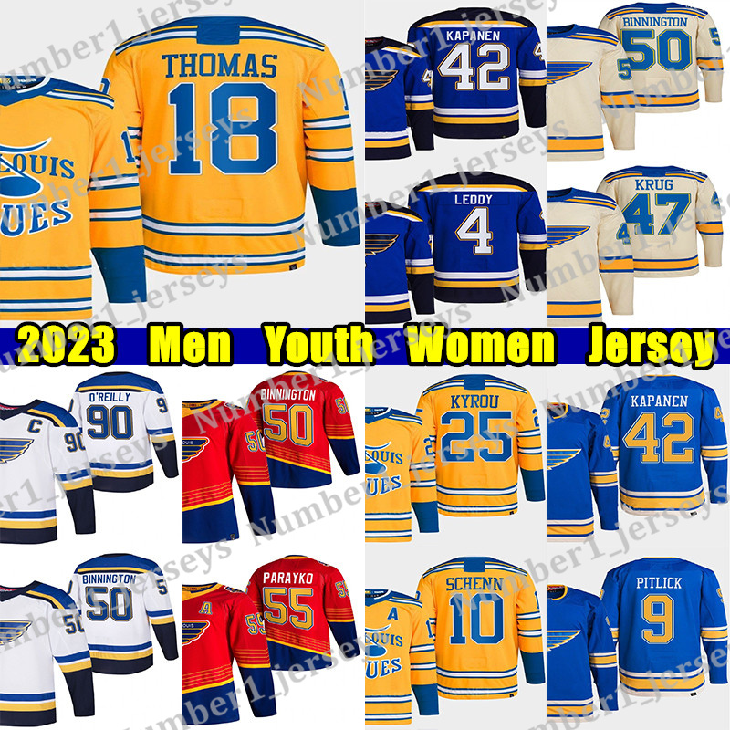 #18 Robert Thomas hockey jersey Kevin Hayes Kyrou Binnington Brayden Schenn Colton Parayko Torey Krug Jake Neighbours Wayne Gretzky Custom Men Youth Women jerseys