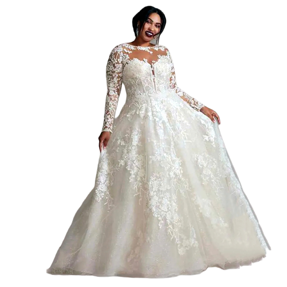 Elegant Long Sleeves Wedding Dress Lace Appliques Open Back Sexy Country Garden Bridal Gowns Court Train A Line Ivory Tulle Bride Dresses 2024