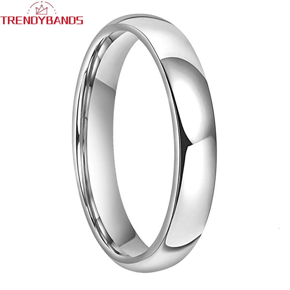 Band Rings 4mm Tungsten Rings for Women Men Wedding Band Engagement Fashion Jewelry Domed Polished Shiny Comfort Fit 231025