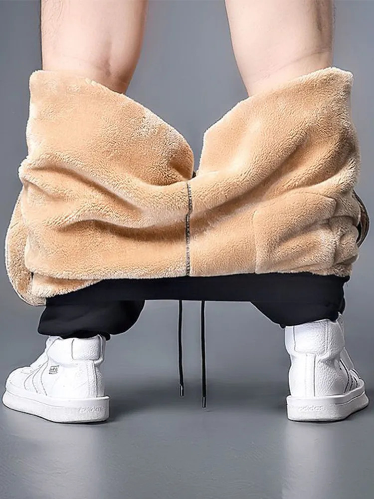 Men's Pants 10XL Oversize Plush Casual Pants Mens Warm Cargo Pants Plus Size Men Winter Warm Plush Trousers Streetwear Thickened Loose Pants 2310