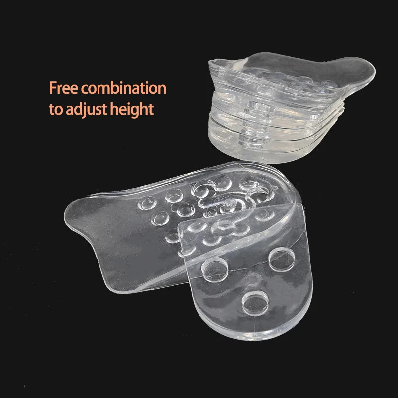 Shoe Parts Accessories 5 Layers Adjustable Taller Insole Silicone Gel Inserts Lift Shoe Pads Inner Height Increase Comfortable Transparant Heel Cushio