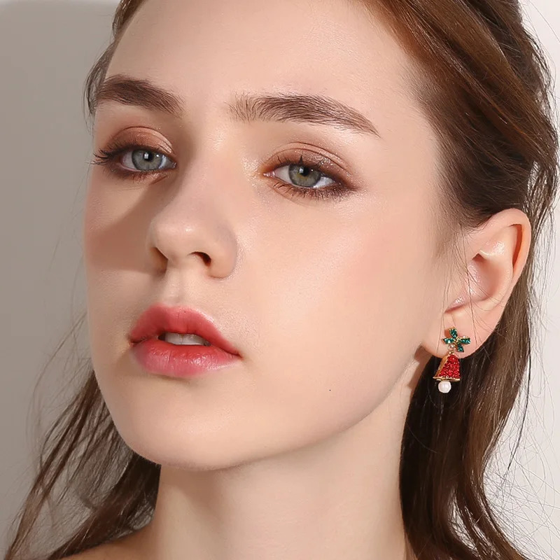 Charm Christmas Earrings Bow Red Bell Drop Earring Asymmetry Party Ear Jewelry Lovely Year Xmas Gifts for Women Girls 231025