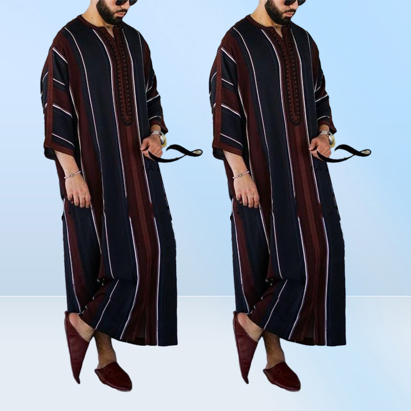 Ethnic Clothing 2022 Eid Ramadan Dress Muslim Fashion Clothes Man Caftan Loose Casual Abaya Men Modest Youth Robes Qamis Homme Isl5595844
