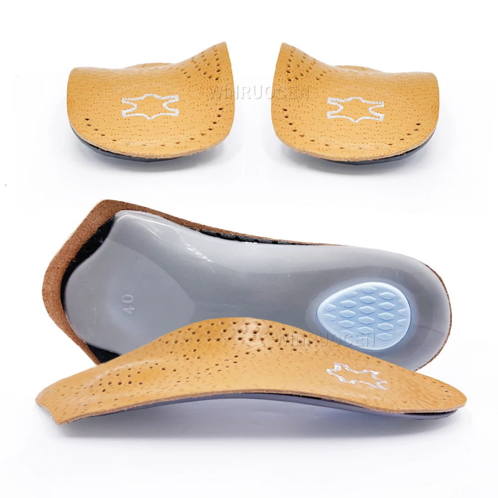 Shoe Parts Accessories 34 Leather Orthopedic Shoes Insole For Flat Feet Arch Support Ortic Sole Insoles Men And Women Foot Care 231026