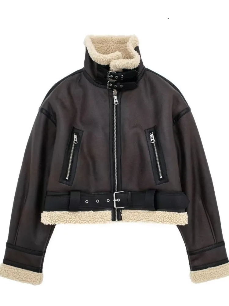 Women's Jackets Lambswool Cropped Short Jacket Coat Women Autumn Winter Warm Vintage French Loose Lapel Long Sleeve Thick Coats Female 231026