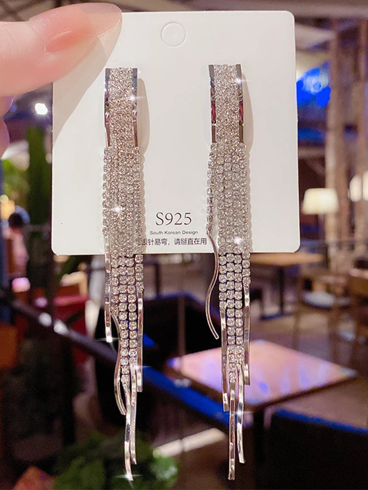 Charm Vintage Golden Color Bar Long Thread Tassel Drop Earrings for Women Glossy Arc Geometric Latest Fashion Jewelry Hanging 231025