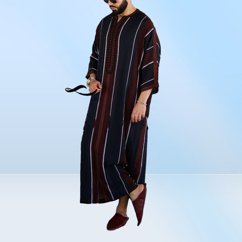 Ethnic Clothing 2022 Eid Ramadan Dress Muslim Fashion Clothes Man Caftan Loose Casual Abaya Men Modest Youth Robes Qamis Homme Isl5595844