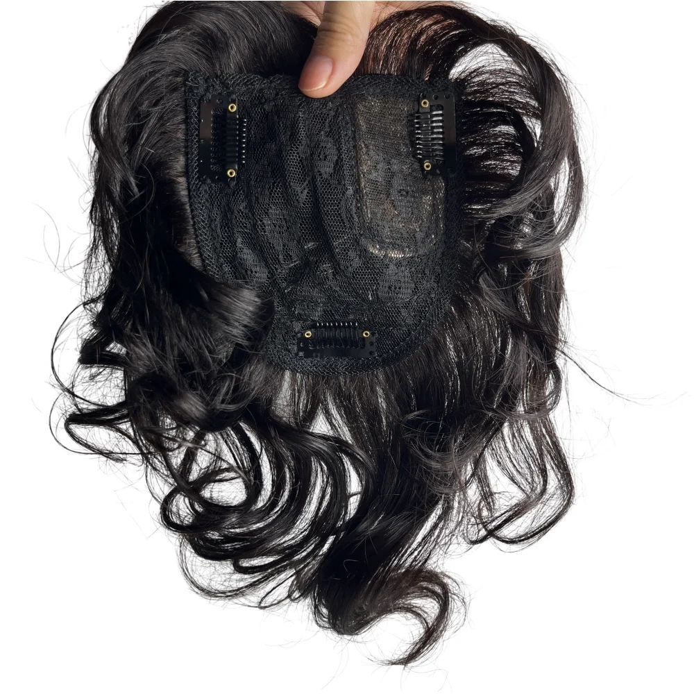 Natural Body Wavy Clip in Human Hair Topper for Women Soft Hairpiece Extension for Mild Woman Increase Hair Volume Remy 10x12cm fast delivery