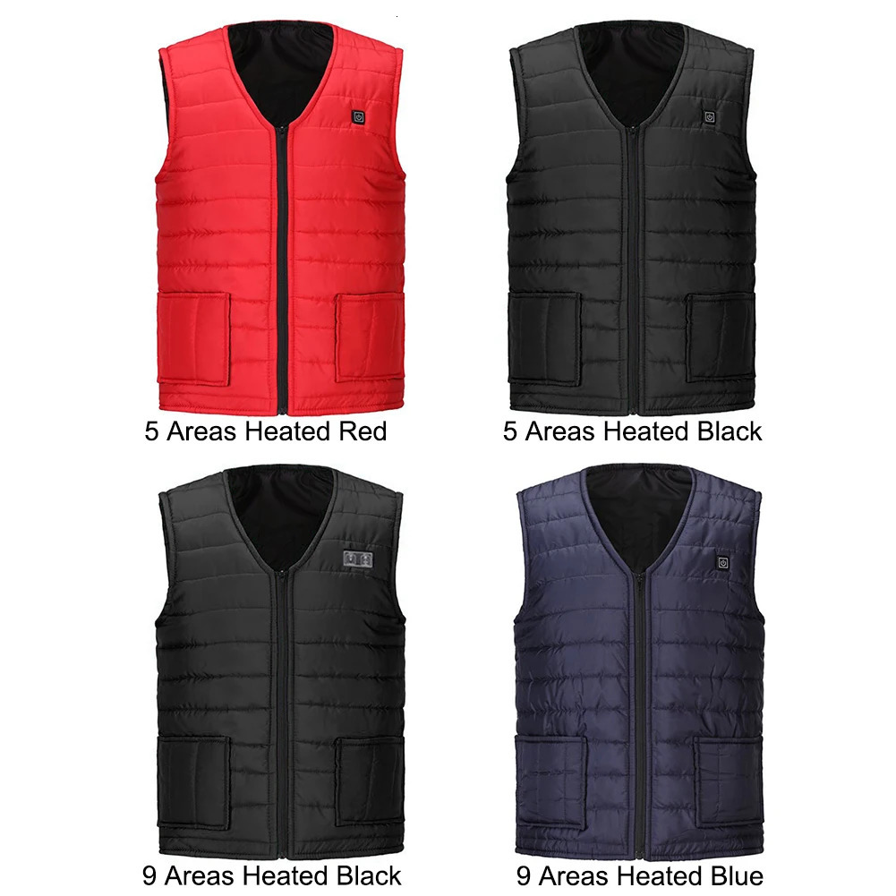 Men's Vests Unisex Electric Heating Vest Rechargable Electric Thermal Jacket Washable 9/5 Area Heated Vest Autumn Winter Outdoor Warm Jacket 2310