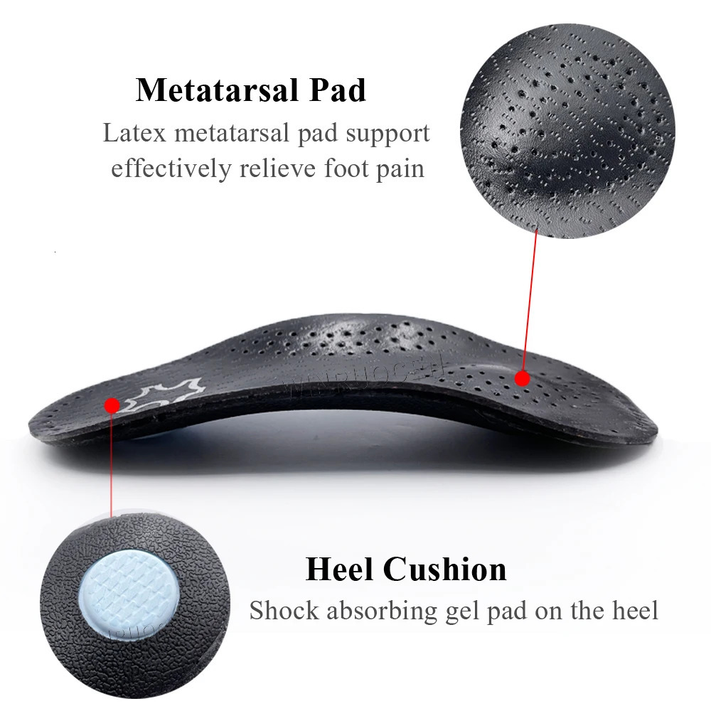 Shoe Parts Accessories 34 Leather Orthopedic Shoes Insole For Flat Feet Arch Support Ortic Sole Insoles Men And Women Foot Care 231026