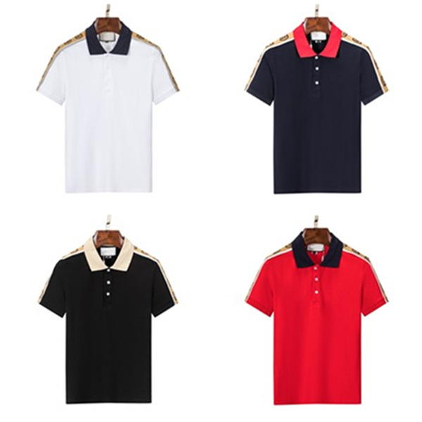 PoloT Shirt new designer men's cotton casual slim-fit business solid color lapel short-sleeved top M-3XL