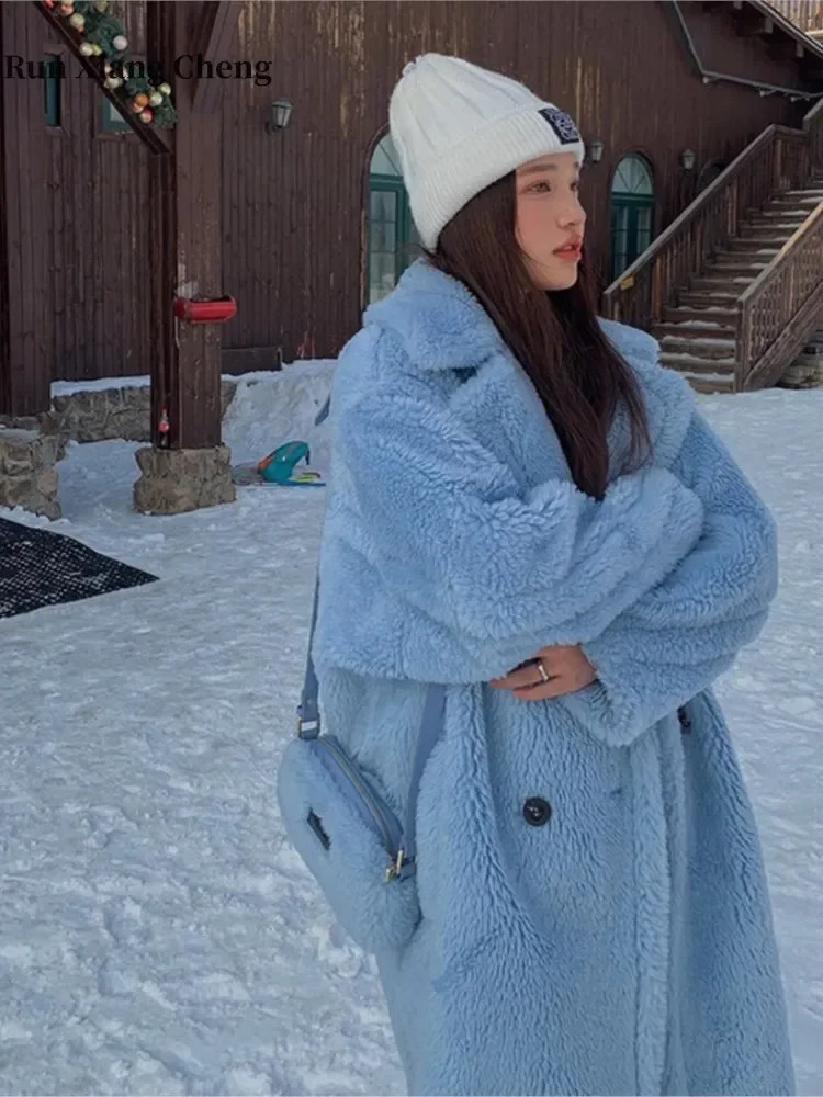 Women's Fur Faux Fur Women Winter Faux Fur Warm Long Coat Long Sleeve Female Thick Teddy Bear Coat Casual Loose Oversize Outwears 231025
