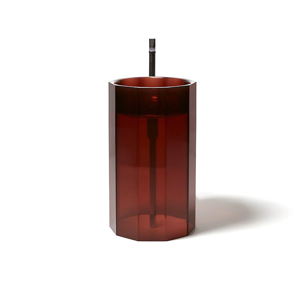 Round Resin Acryli Bathroom Pedestal Wash Basin Freestanding Translucent Sink Cloakroom Vanity Colored Vessel Sink RS3039