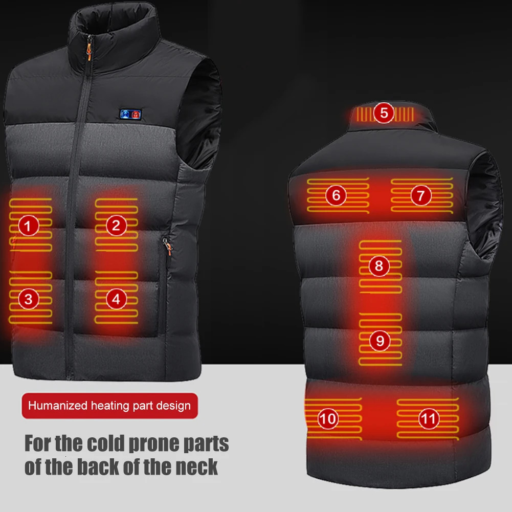Men's Vests 11 Places Heated Jacket Fashion Men Women Coat Intelligent USB Electric Heating Thermal Warm Clothes Winter Heated Vest Plussiz 23102