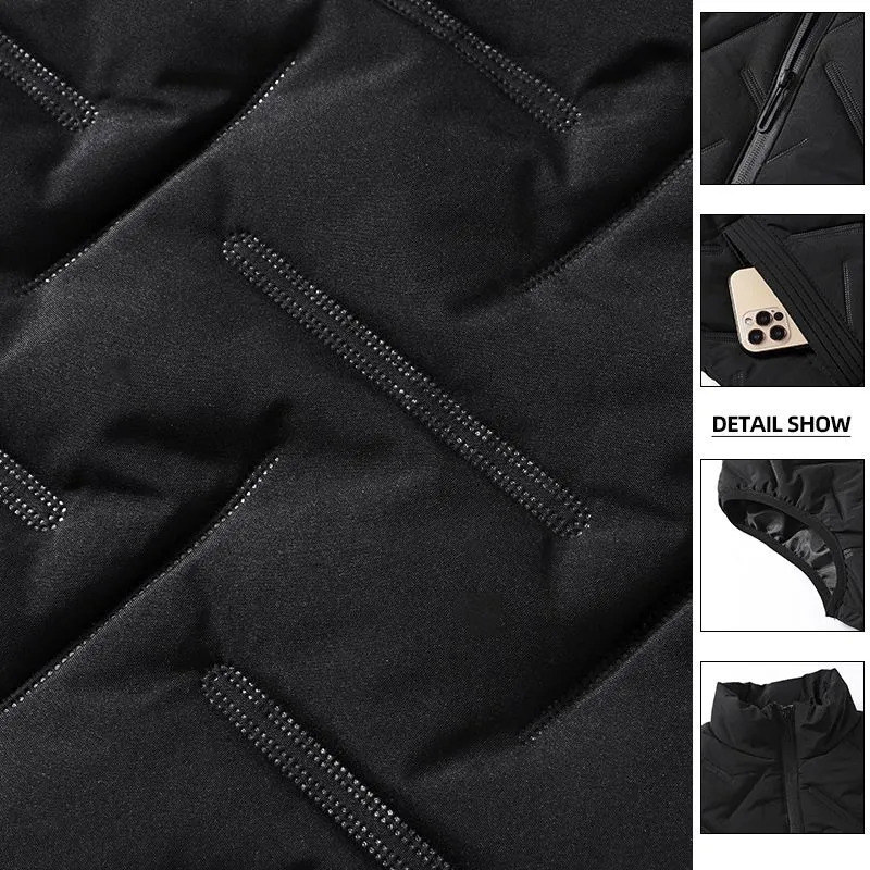 Men's Vests Winter Warm Men's Jacket Sleeveless Zipper Vest Solid Color Casual Vests Cotton-Padded Thickened Stand Collar Wear Outside 23102