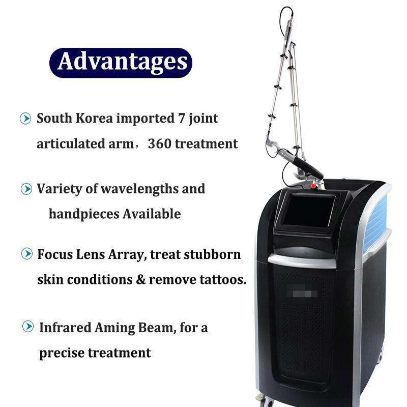 Newest Nd Yag Laser 1064nm 532nm Picosecond Laser Tattoo Removal Machine Pore Remover Blood Vessels Removal Pigmentation Correctors Beauty Equipment