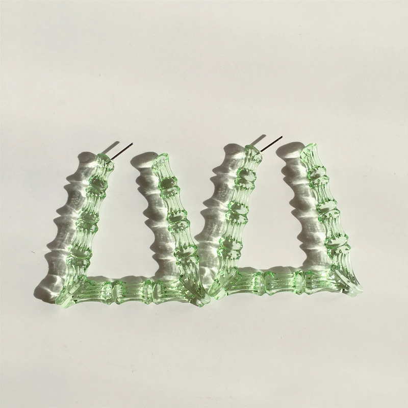 Stud UJBOX Wholesale Top Quality Large Clear Multicolor Geometric Trapezoid Acrylic Bamboo Earrings Dangle For Women 231025