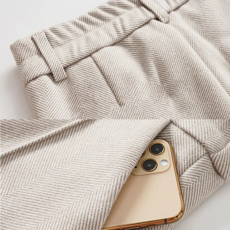 Women's Pants Capris Woolen suit pants women's autumn and winter Korean style fashion solid color high waist thickened warm casual harem pan
