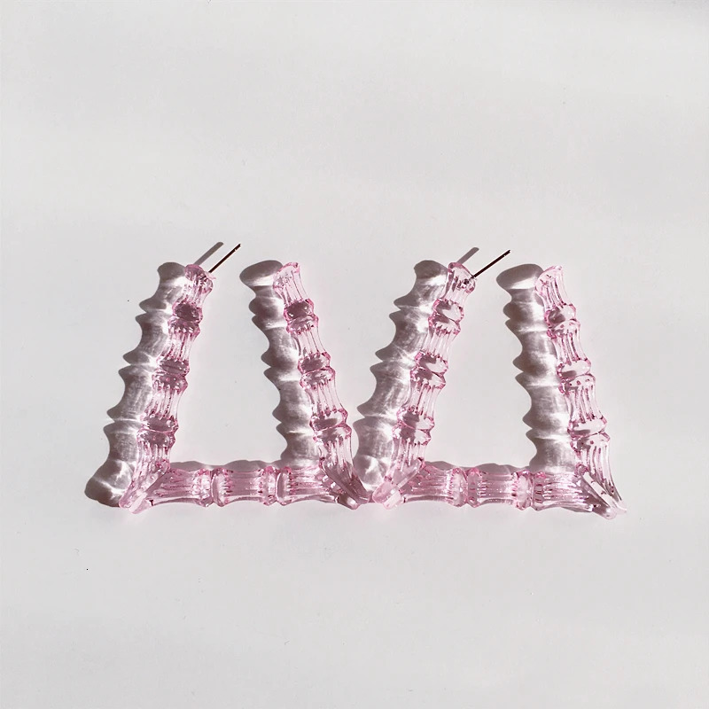 Stud UJBOX Wholesale Top Quality Large Clear Multicolor Geometric Trapezoid Acrylic Bamboo Earrings Dangle For Women 231025