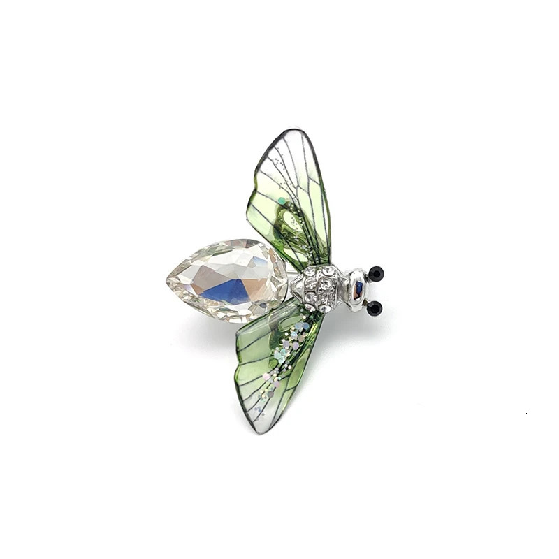 Pins Brooches Fashion Green Blue Crystal Bee Brooch With Pin Colorful Wings Rhinestone Insect Brooch Pin for Women Jewelry Gifts 231025