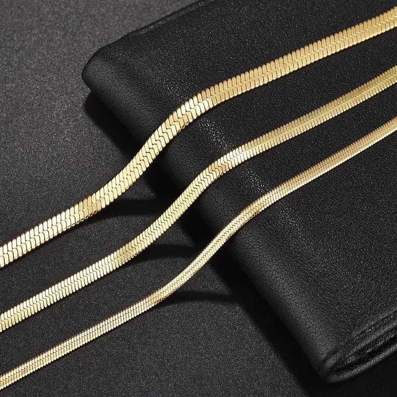 Charm Bracelets High Quality Gold Plated Stainless Steel Flat Bracelet Waterproof Filmy Snake Chain for Men Women Classic Bracelets Jewellery 231025