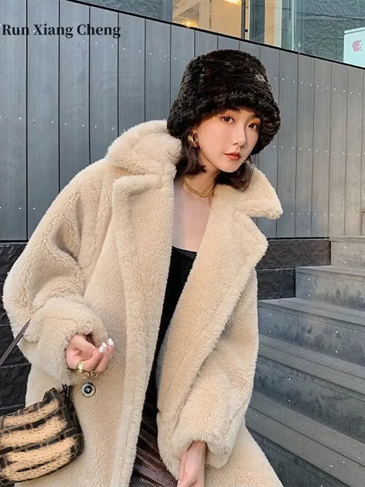 Women's Fur Faux Fur Women Winter Faux Fur Warm Long Coat Long Sleeve Female Thick Teddy Bear Coat Casual Loose Oversize Outwears 231025