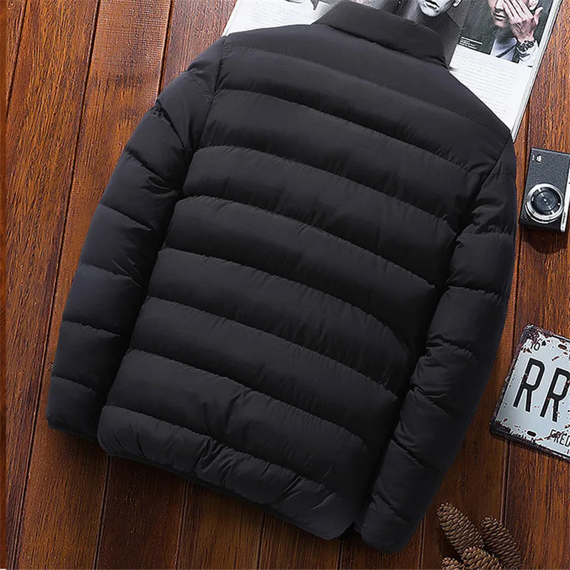 Men's Down Parkas Winter Thick Men Warm Parka Jackets Casual Men's Outwear Coats Solid Stand Collar Male Windbreak Cotton Padded Down Jacket