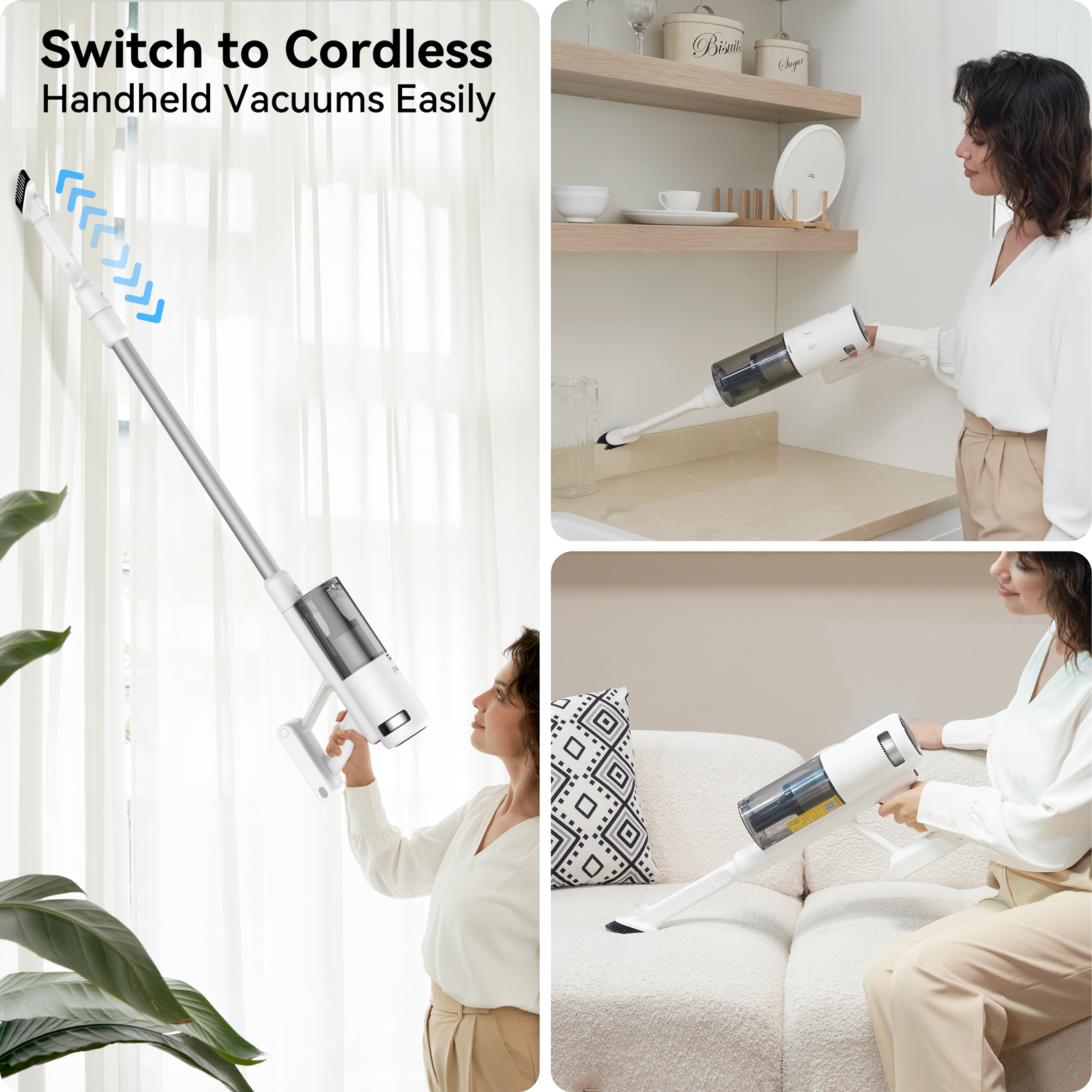 INSE Cordless Vacuum Cleaner 30kPa, 6-in-1 Powerful Stick Vacuum Cleaner with LED Display, Max 60 Min Runtime, 450W Brushless Motor Vacuum Cleaner--V1