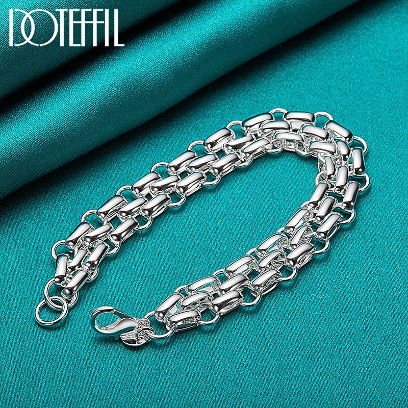 Chain Lnterlocking Circle Bracelet Chain For Women Fashion Charm Silver Color Wedding Engagement Party Jewelry 231025