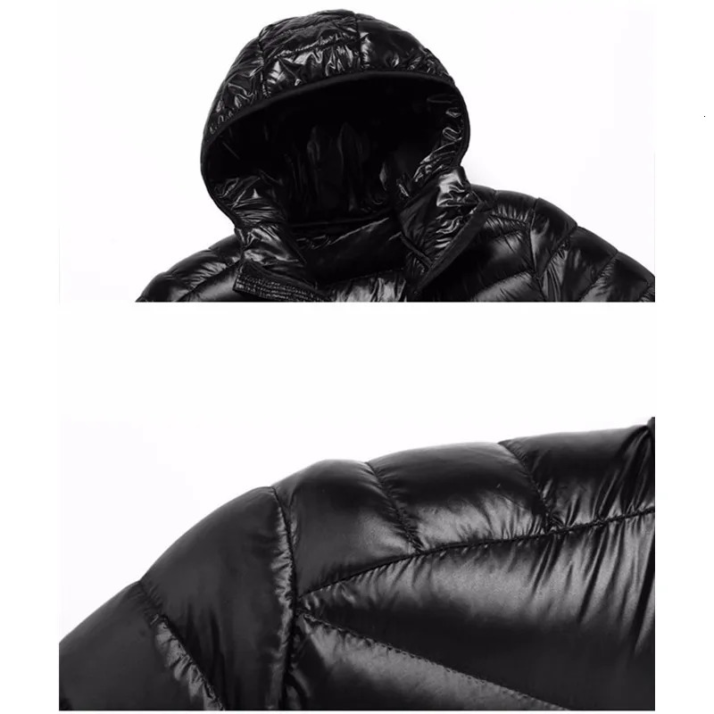 Men's Down Parkas Spring and Autumn Fashion Boutique White Duck Down Solid Color Lightweight Men's Casual Hooded Down Jacket Male Down Jacke