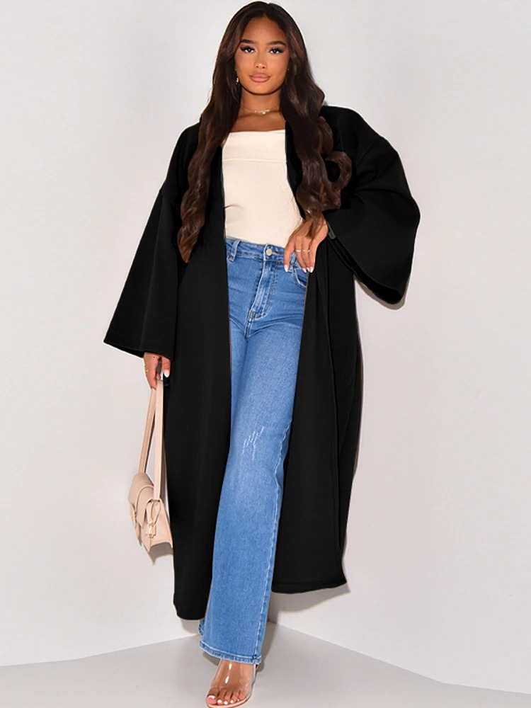 Women's Wool Blends Autumn Winter Trench Women Small Suit Long Sleeve Jacket Casual Tops Female Slim Wild Blazers Windbreaker Long Coat 231025