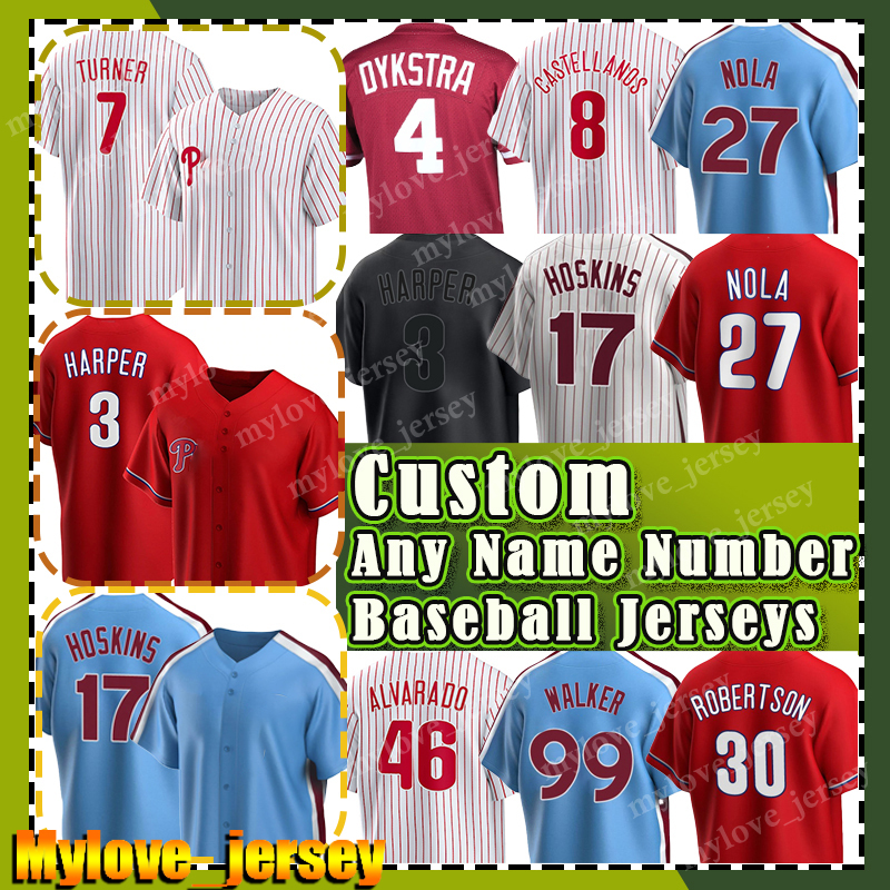 3 Bryce Jersey Baseball Trea Turner Harper Brandon Marsh Kyle Schwarber Zack Wheeler Nick Castellanos Ranger Suarez Bryson Stott Rhys Hoskins J.T. Realmuto Alec Bohm