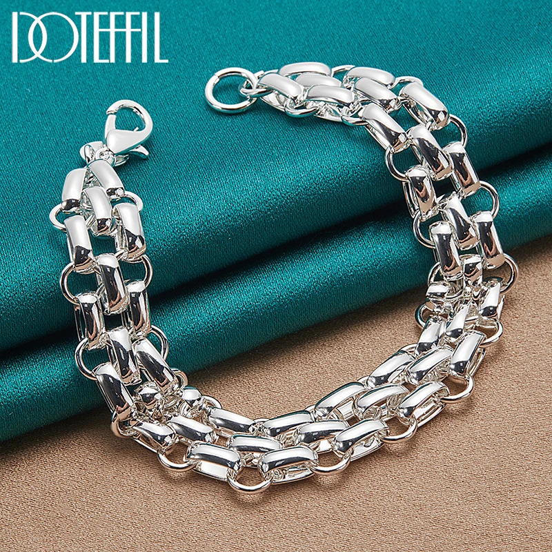 Chain Lnterlocking Circle Bracelet Chain For Women Fashion Charm Silver Color Wedding Engagement Party Jewelry 231025