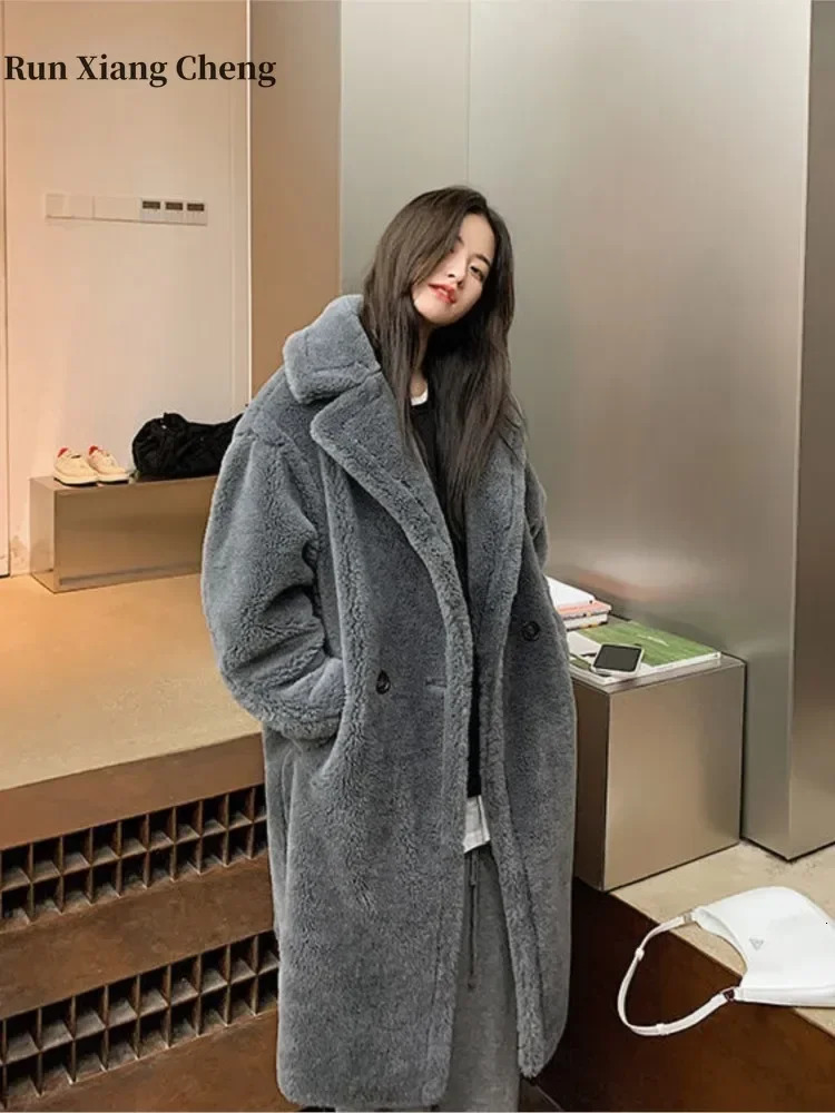 Women's Fur Faux Fur Women Winter Faux Fur Warm Long Coat Long Sleeve Female Thick Teddy Bear Coat Casual Loose Oversize Outwears 231025